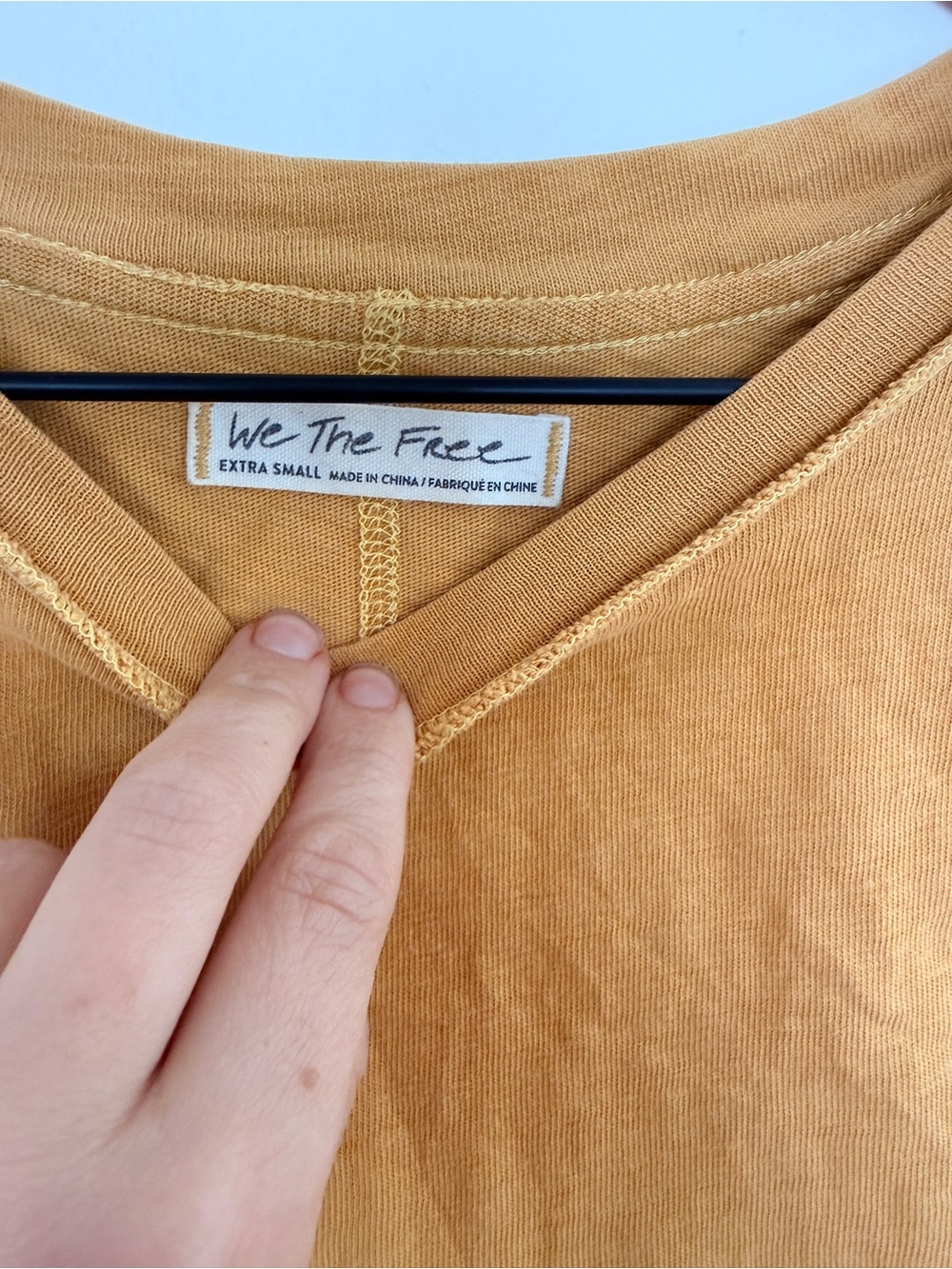 We The Free V-Neck Tee in Mustard Gold